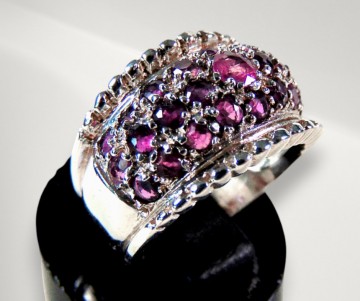 Brede zware zilveren band ring pave robijn pr 3