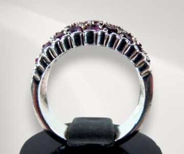 Brede zware zilveren band ring pave robijn pr 4