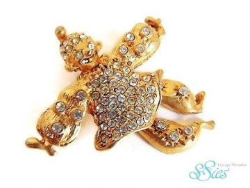Grappige jaren 80 CLOWN broche met strass 1928