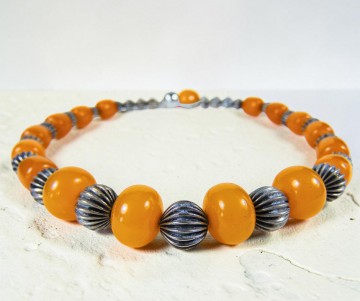 Copal butterscotch amber zilver sluiting kralen ketting pr 1