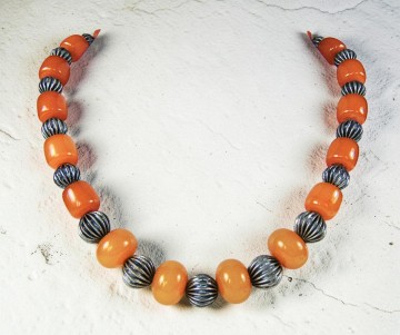 Copal butterscotch amber zilver sluiting kralen ketting pr 3