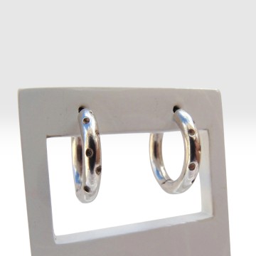 Creolen zilveren oorbellen dots 22 cm 35 mm pr 3