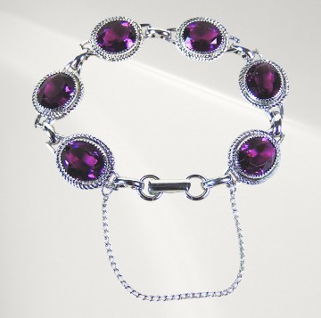 Danecraft sterling vintage zilveren paarse facet faux amethist schakel armband pr achtergrond8