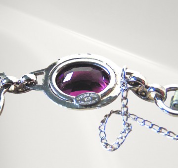 Danecraft sterling vintage zilveren paarse facet faux amethist schakel armband pr achtergrond9