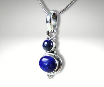 Dubbele lapis lazuli zilver hanger slangketting pr 2
