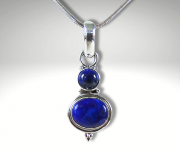 Dubbele lapis lazuli zilver hanger slangketting pr 3