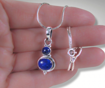 Dubbele lapis lazuli zilver hanger slangketting pr