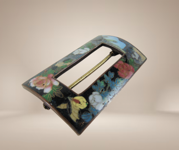 Email kleurige bloemen gesp antiek beige achtergrond 2