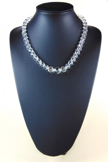 Enkel streng grote  ronde facet kralen spheres en chute faux parel sluiting 2