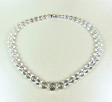 Enkel streng grote  ronde facet kralen spheres en chute faux parel sluiting 4