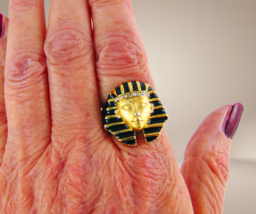 Erwin paul toetanchamon set ring broche hanger originele doos zakjes beige achtergrond