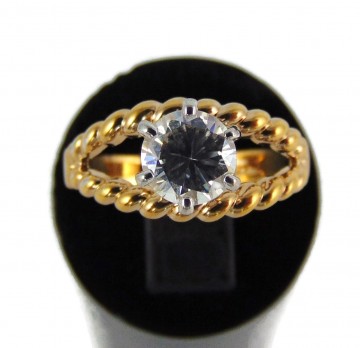 Espo vintage 18kgp prinses ring solitair zirkonia 4