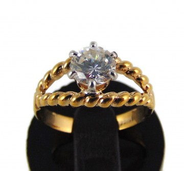 Espo vintage 18kgp prinses ring solitair zirkonia 5