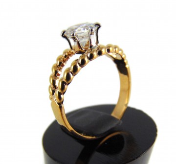 Espo vintage 18kgp prinses ring solitair zirkonia 8