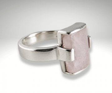 Esprit zilveren rechthoek rozenkwarts ring pr 1
