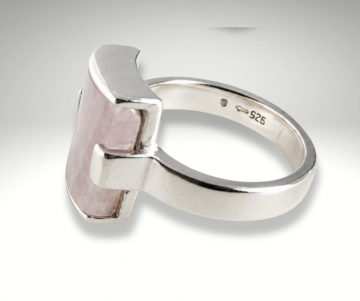Esprit zilveren rechthoek rozenkwarts ring pr 2