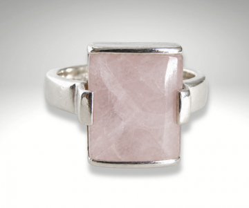 Esprit zilveren rechthoek rozenkwarts ring pr 3
