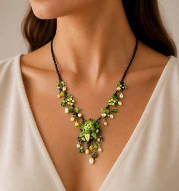 Feeerieke sprookjes ketting appel groen parels strass email chat