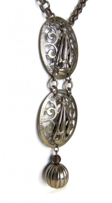 Freirich vintage deco ketting kwast zilverkleur 4