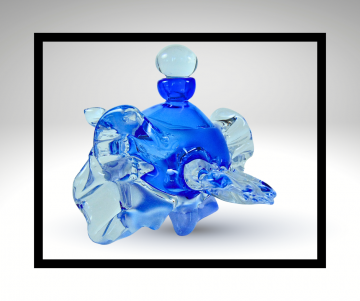 Gill 99 blauw  sierlijk helder kristal parfum fles lijst grijze achtergrond 1
