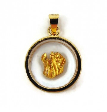 Goudkleur hanger rond met zwevende goudvlok 3