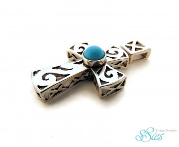 Grootzilverfiligraanswirlkruisturquoisehanger4