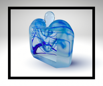 Grote art glass frosted blauw swirl parfumfles grijze overloop lijst 4