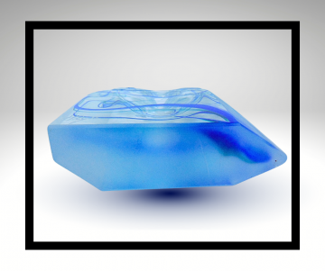 Grote art glass frosted blauw swirl parfumfles grijze overloop lijst 5