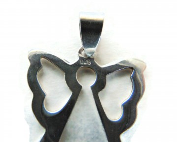 Grote gladde zilveren engel hanger 1