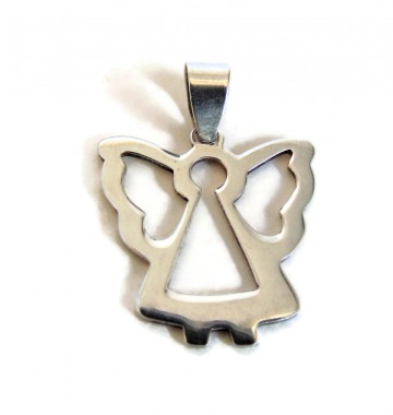 Grote gladde zilveren engel hanger 3