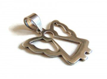 Grote gladde zilveren engel hanger 4