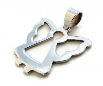 Grote gladde zilveren engel hanger 5