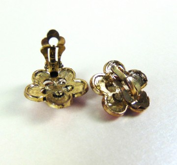 Grote knalroze strass bloem oorbellen clips 5