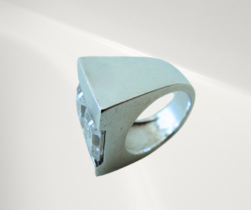 Grote modernist vierkante ring 2 baguette zirkonia pr 1