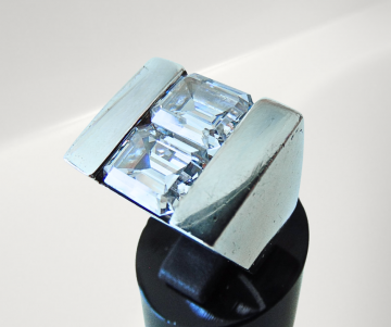 Grote modernist vierkante ring 2 baguette zirkonia pr 2