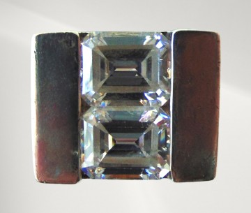 Grote modernist vierkante ring 2 baguette zirkonia pr 4