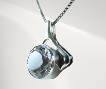 Grote modernist zilver solitair deco bergkristal hanger ketting pr 6