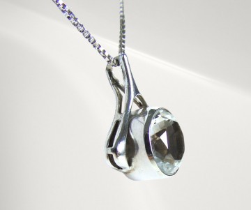 Grote modernist zilver solitair deco bergkristal hanger ketting pr 7