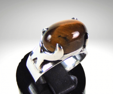 Grote modernist zilver tijgeroog ring pr 3