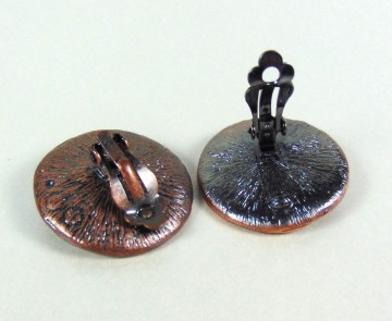 Grote modernistische ronde bronskleur clip oorbellen gele parel strass 2