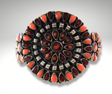 Grote native stijl cluster armband rood email pr 1