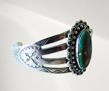 Grote navajo cuff armband groene turquoise pr