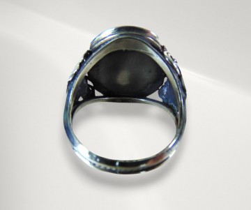 Grote ovale zilveren navajo onyx ring pr 2