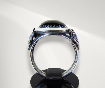 Grote ovale zilveren navajo onyx ring pr 5