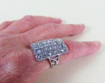 Grote rechthoek bling strass ring 1