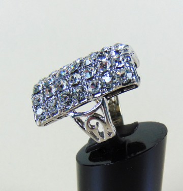 Grote rechthoek bling strass ring 4