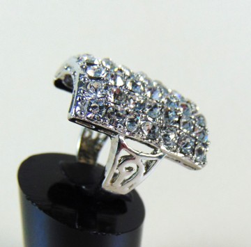 Grote rechthoek bling strass ring 5