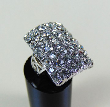 Grote rechthoek bling strass ring 6