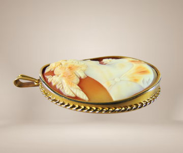 Grote vergulde camee rood wit geel beige achtergrond 5