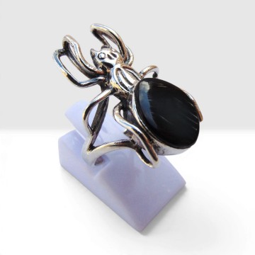 Grote zilver onyx spin ring pr 1
